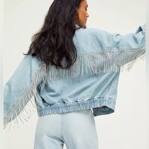 Free People Rhinestone Denim Jacket